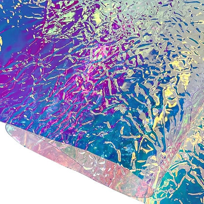 ONEART | Iridescent Transparent Embossed Vinyl Holographic Blue Clear PVC Vinyl - Image 2