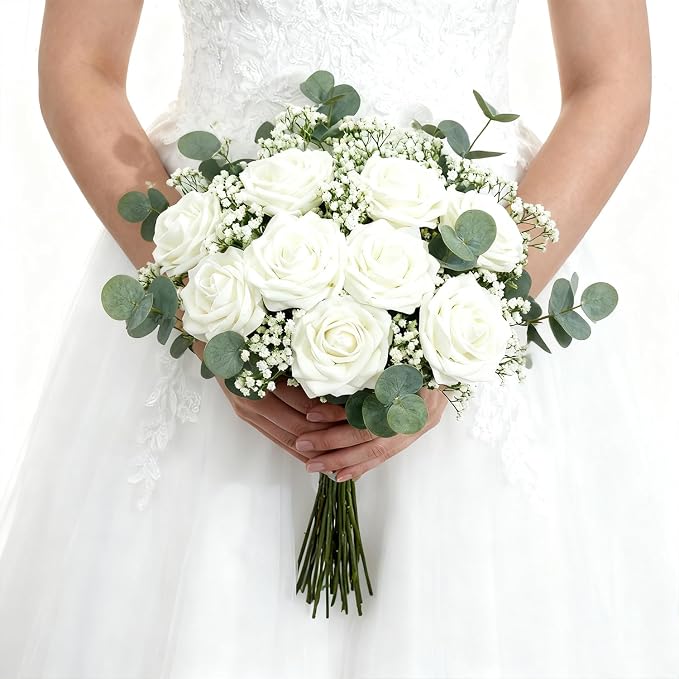 Artificial Flowers Foam Fake Roses 25pcs White Roses - Image 5