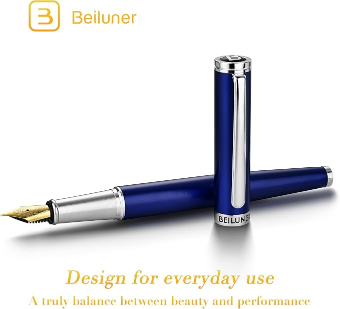 BEILUNER Luxury Fountain Pen Set, Solid 24K Gilded Fine Nib, Modern Classic - Image 2