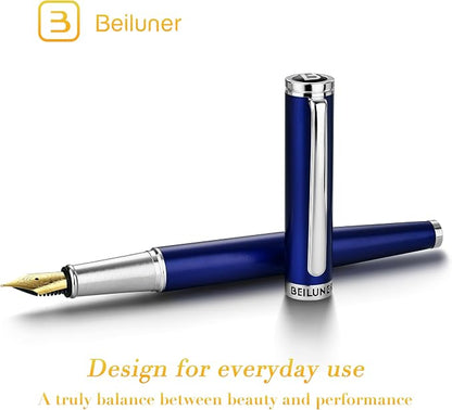 BEILUNER Luxury Fountain Pen Set, Solid 24K Gilded Fine Nib, Modern Classic - Image 2