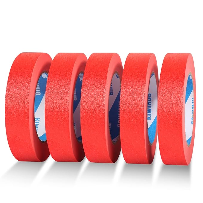 Red Painters Tape, 1” x 60 Yds x 5 Rolls by KIWIHUB