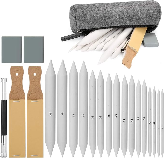 AGPTEK 22 PCS Sketch Drawing Tools, 16 Blending Stumps Set by AGPTEK