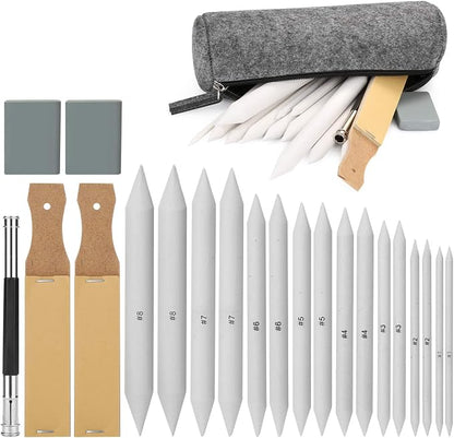 AGPTEK 22 PCS Sketch Drawing Tools, 16 Blending Stumps Set by AGPTEK