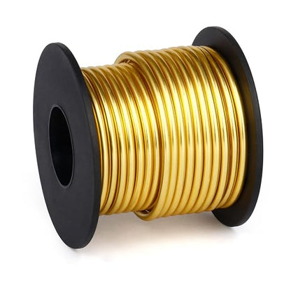 Aluminum Craft Wire, 32.8 Feet 3.0 mm/ 8 Gauge Gold Bendable Soft Metal by Cadikez