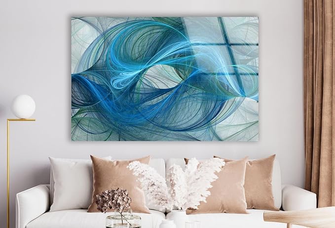 My Photostation.com Round 24'' Blue Energy Abstract Wall Art – Fluid Motion - Image 3