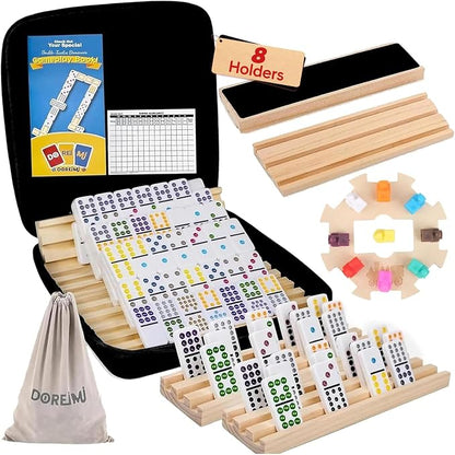 Upgraded Mexican Train Dominoes Set by Doreimi