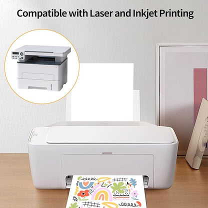 White Printable Sticker Paper, 20 Sheets Printable Sticker Paper, Laser/Inkjet - Image 4
