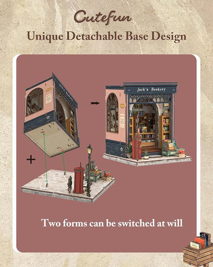 Cutefun Book Nook Kit, DIY Miniature Dollhouse Library Kit - Image 7