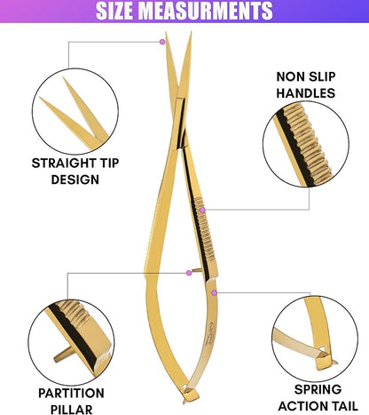 Cross Edge Spring Scissors 5 Inch straight Stainless Steel Precision Eyebrow & - Image 6