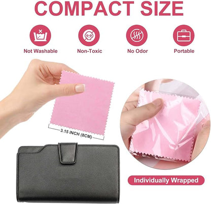 SEVENWELL 100pcs Jewelry Cleaning Cloth Pink Polishing Cloth - Image 2
