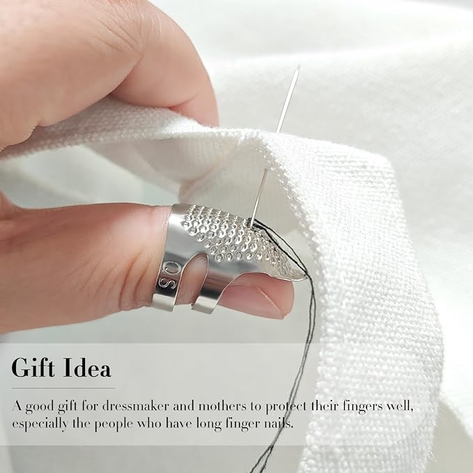 FR 4 Pack Thimble Finger Protector, Adjustable Metal Shield - Image 5
