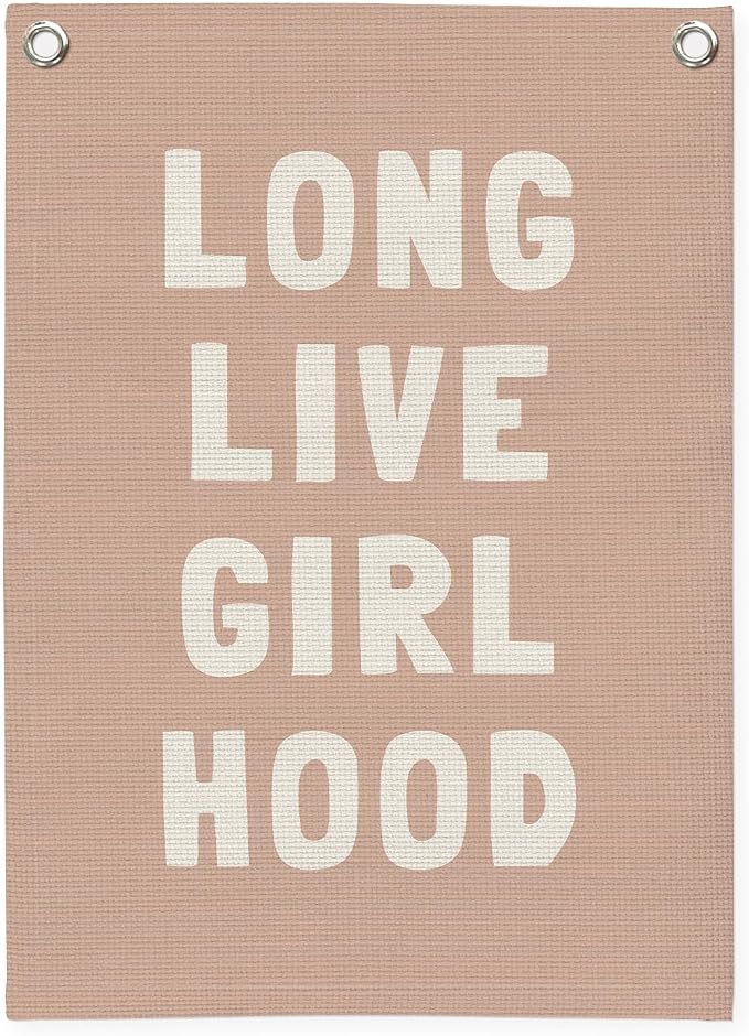 Long Live Girlhood Linen Canvas Banner, Girls Room Decor, Girls Nursery Decor by Unknown