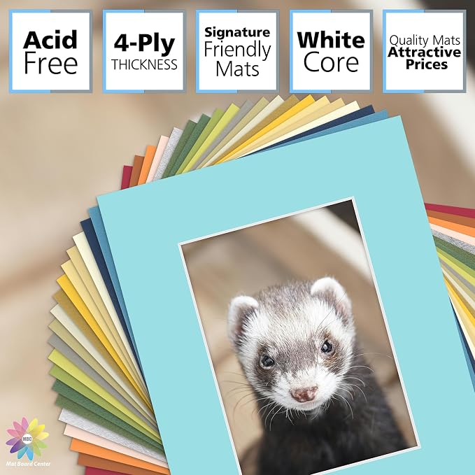 Mat Board Center, 8x10 Mixed Colors White Core Picture Mats Mattes Matting - Image 2