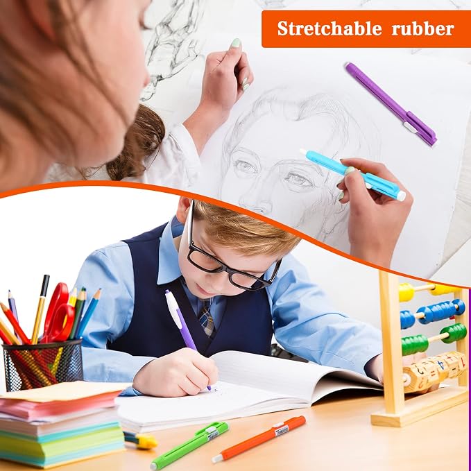 Teling 15 Pcs Retractable Mechanical Eraser Pen, School Pen-Style Erasers - Image 3
