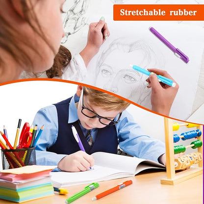 Teling 15 Pcs Retractable Mechanical Eraser Pen, School Pen-Style Erasers - Image 3