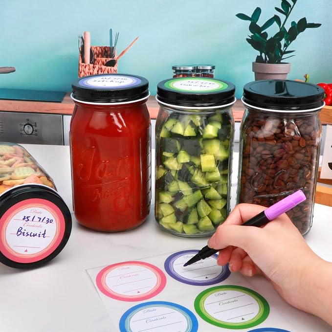 QAPPDA Wide Mouth Mason Jars 32 oz 12 Pack, Large Glass Jars Canning Jar - Image 8