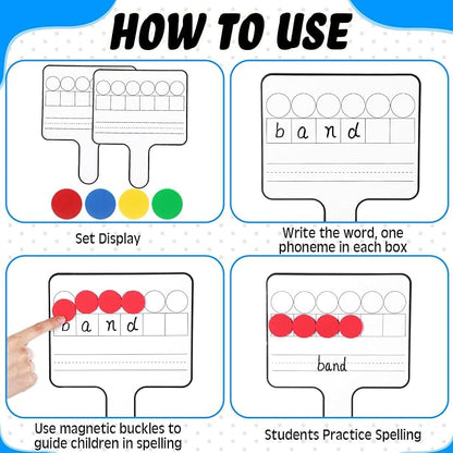 Seajan 3 Pcs Magnetic Paddle Set Education Dry Erase Double Side Handheld - Image 3