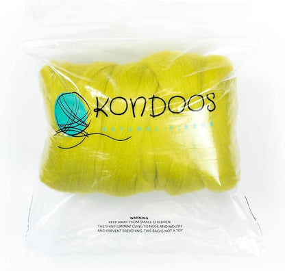 Kondoos Colored Natural Wool roving, 8 OZ. Best Wool - Image 3