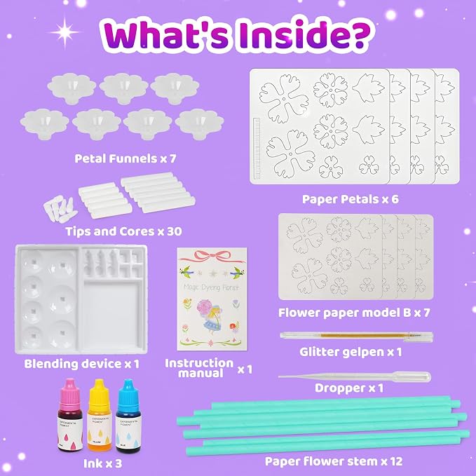 Arts and Crafts for Kids, Paper Flowers Science Kit Magic Dyeing Flowers - Image 6