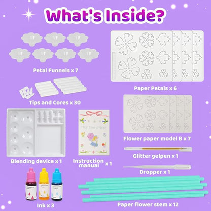 Arts and Crafts for Kids, Paper Flowers Science Kit Magic Dyeing Flowers - Image 6