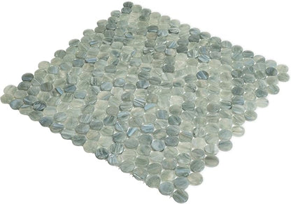 Mixed Gray Penny Round Mosaic Glass Tile – 12.2 x 12.2 Inch - Image 6