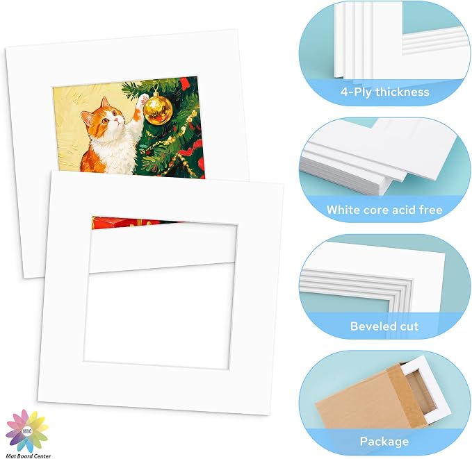 Mat Board Center, 12x12 White Mats - Image 3