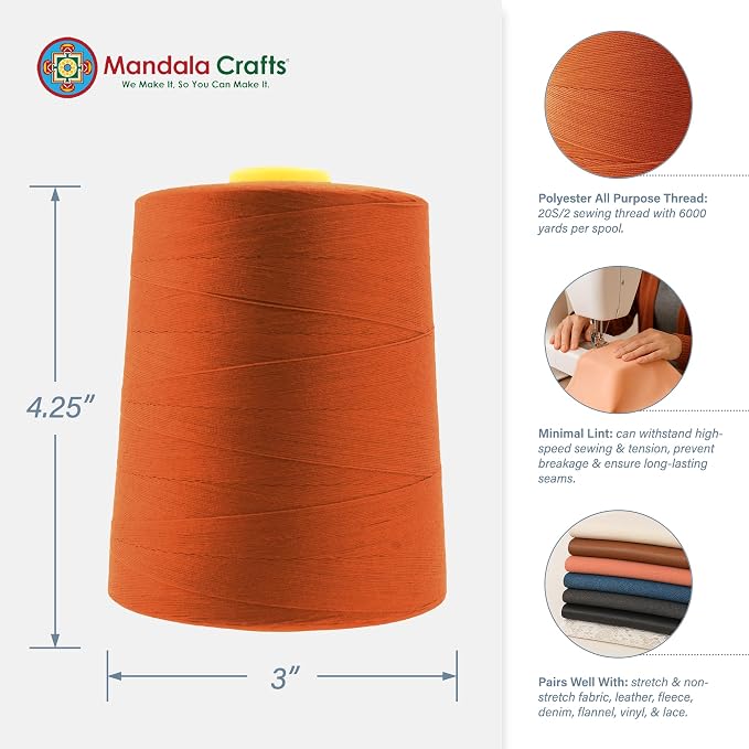 Mandala Crafts 4 Pack of Serger Threads Cones Spools - Image 3