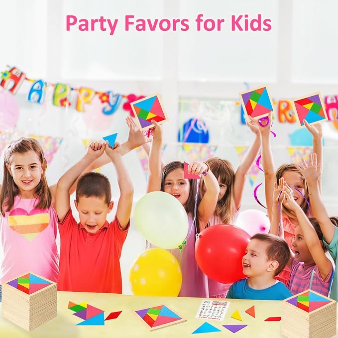 12 Pack Tangram Puzzle Wooden Kids Party Favors, Goodie Bags Stuffers - Image 4
