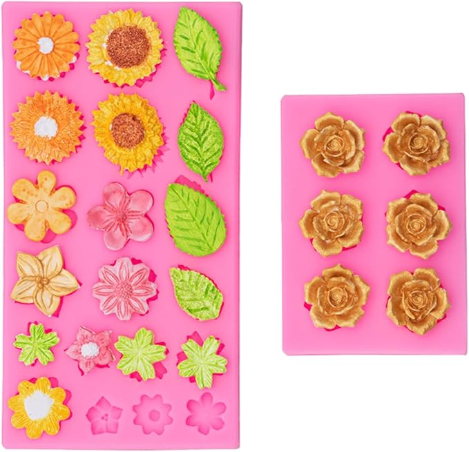 Flower Silicone Veiner Mold Set, Fondant Flower Veining Mold Tulip Orchid Molds by EAHAUCIR