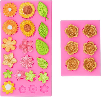 Flower Silicone Veiner Mold Set, Fondant Flower Veining Mold Tulip Orchid Molds by EAHAUCIR