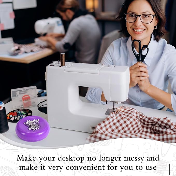 Waydress 2 Pieces Magnetic Pin Holder Sewing Pincushion Round Paper Clip Holder - Image 3