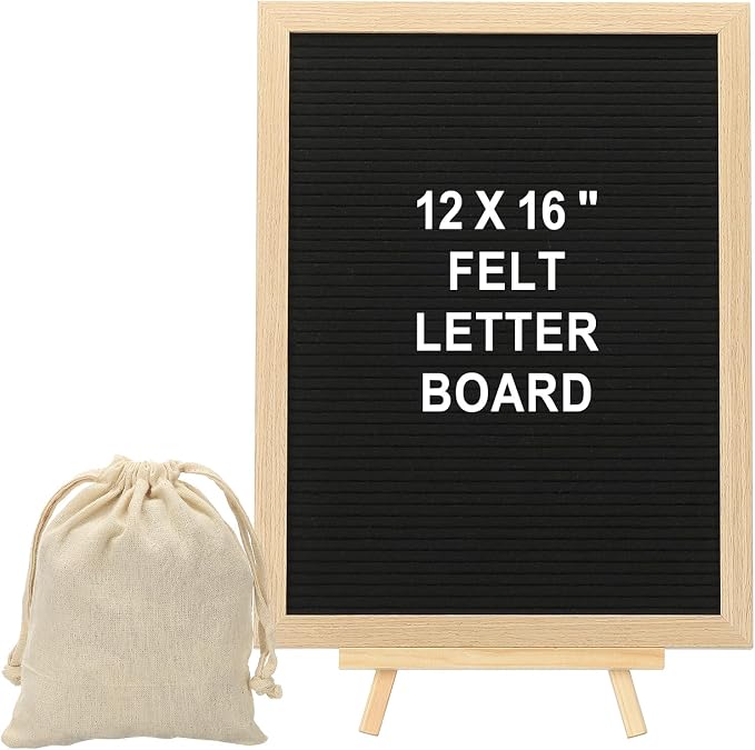 PATIKIL Felt Letter Board, 12x16Inches Black Wooden Changeable Message Board by PATIKIL