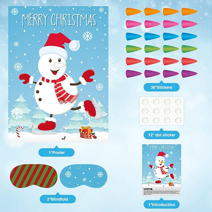 ASTARON Pin The Snowman Nose Christmas Pin The Tail Party Games Activities - Image 3