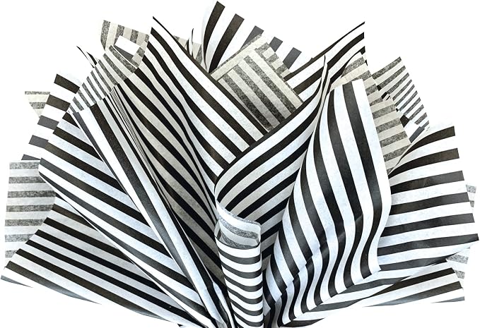 Flexicore Packaging Black Pin Stripe Print Gift Wrap Tissue Paper Size: 15 Inch by FlexicorePackaging