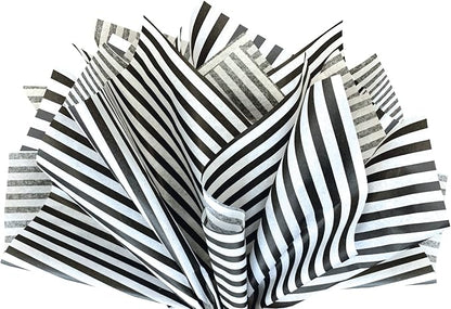 Flexicore Packaging Black Pin Stripe Print Gift Wrap Tissue Paper Size: 15 Inch by FlexicorePackaging
