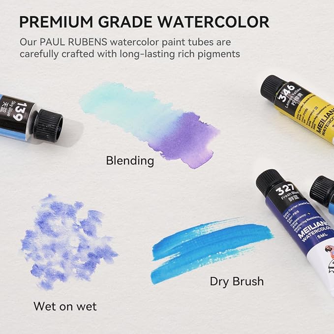 MeiLiang Watercolor Paint Set 36 Vibrant Colors 5ml / 0.17 Fl Oz Tubes - Image 5