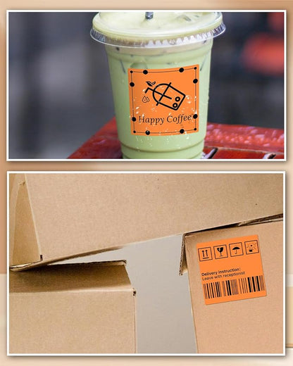 iEager Orange Square Thermal Label Stickers, 500 Sheets/Roll - Image 7