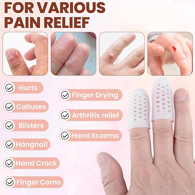 PAGOW 10pcs Gel Finger Cots/Covers, Silicone Finger Protector Support, Finger - Image 5