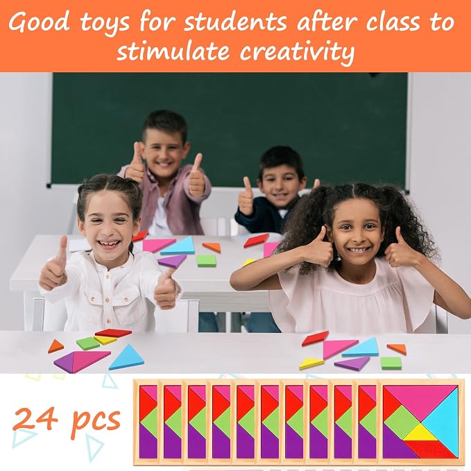 Syhood 24 Pieces Tangrams Puzzles - Image 5