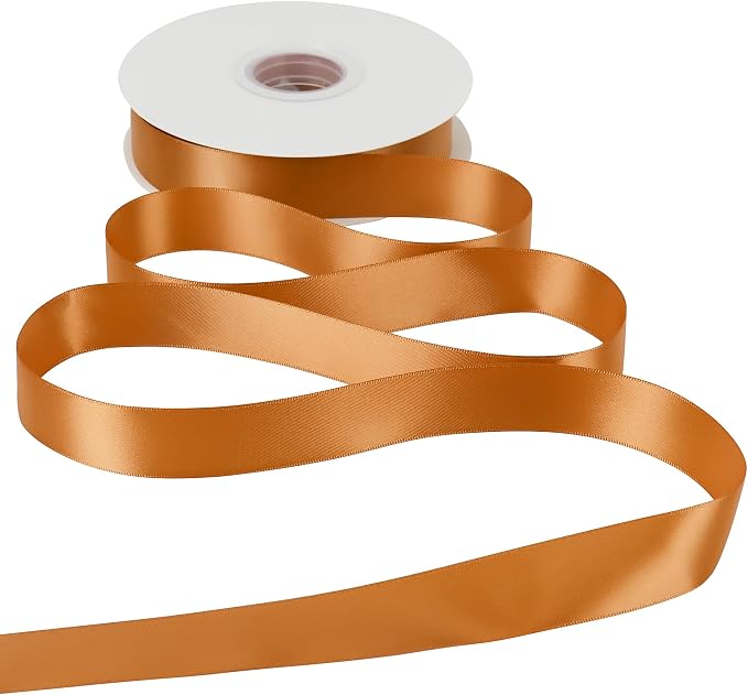 HUIHUANG Burnt Orange Ribbon 1 inch Double-Faced Satin Ribbon 50 Yards Orange - Image 3