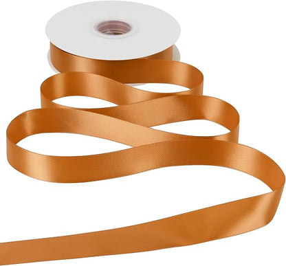HUIHUANG Burnt Orange Ribbon 1 inch Double-Faced Satin Ribbon 50 Yards Orange - Image 3
