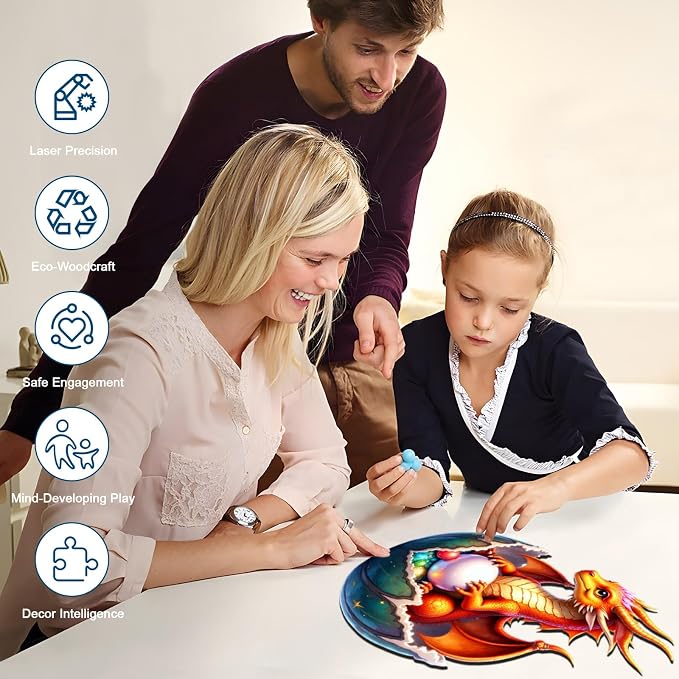 Wooden Jigsaw Puzzles for Adults and Kids, Dragon Hatchling 200 Piece Unique - Image 4