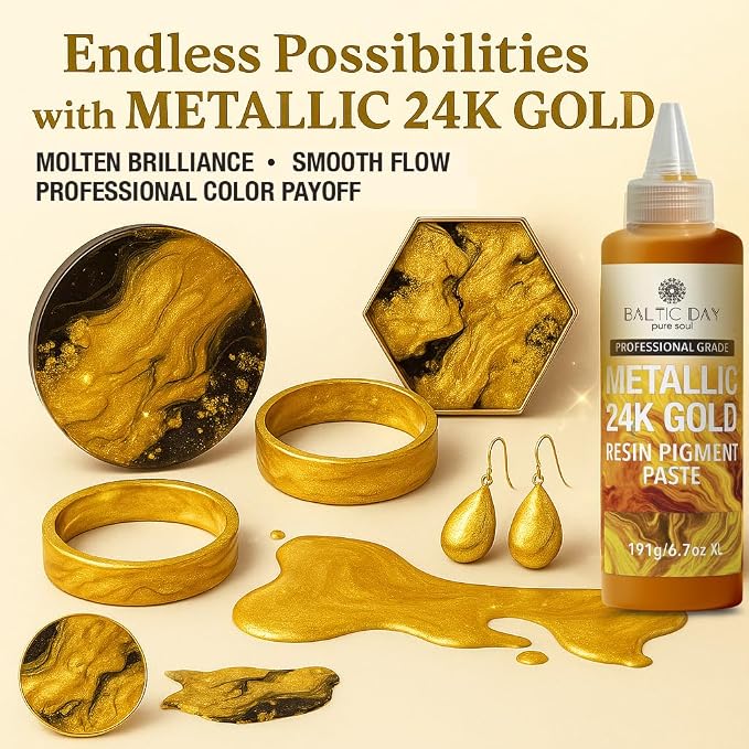 Metallic 24K Gold Epoxy Resin Pigment Paste XL – Opaque Epoxy Dye & High - Image 5