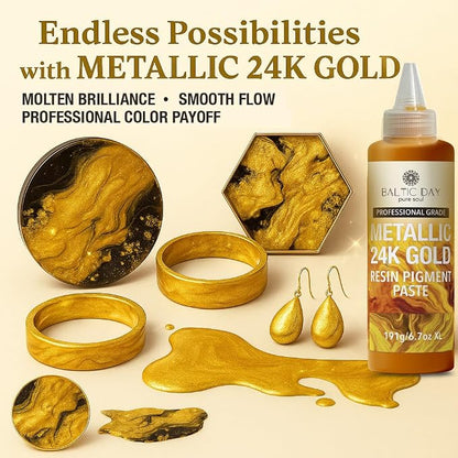 Metallic 24K Gold Epoxy Resin Pigment Paste XL – Opaque Epoxy Dye & High - Image 5