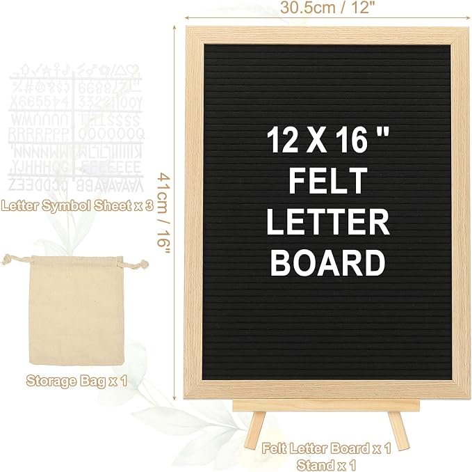 PATIKIL Felt Letter Board, 12x16Inches Black Wooden Changeable Message Board - Image 2