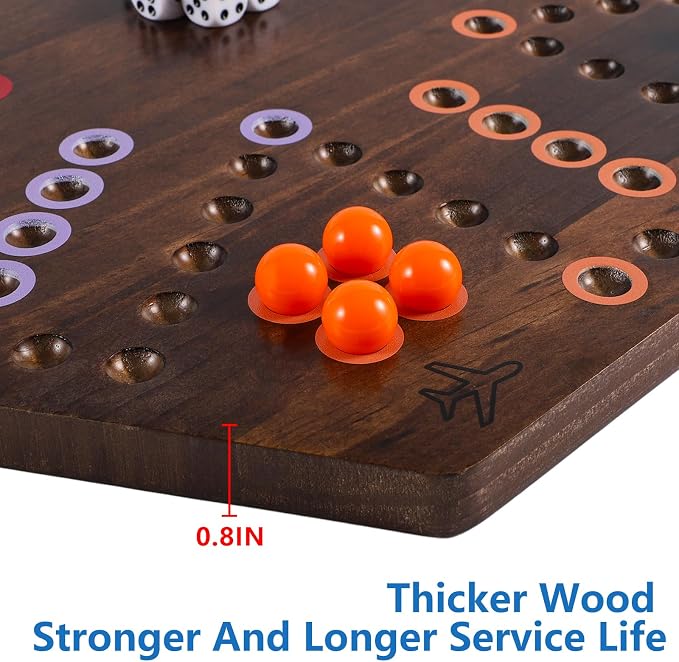Large Size 20 inches Wood Wahoo Marble Board Game 2 Sided Game 4-6 Player - Image 5
