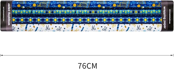 WRAPAHOLIC 30 Inch Hanukkah Wrapping Paper Roll - Image 6