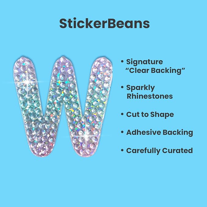 StickerBeans® Rhinestone Alphabet Letter Sticker W - Image 2