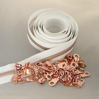 Leekayer #5 Rose Gold Metallic Nylon Coil Zippers by The Yard Bulk 10 Yards - Image 4