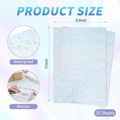 20 Sheets Printable Holographic Sticker Paper, 11 x 8.5 Inches Printable - Image 2